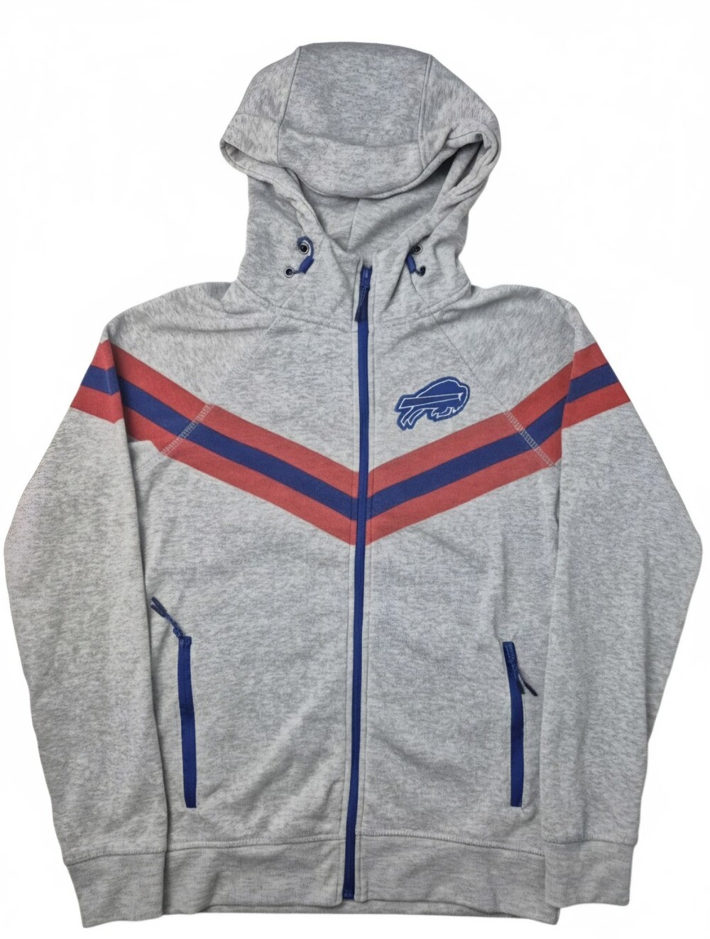 NFL Team Apparel Buffalo Bills Zip Hoodie Sweatshirt Women's S Gray V Chevron